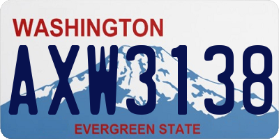 WA license plate AXW3138