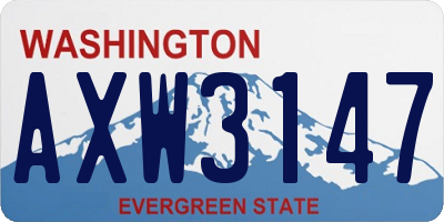 WA license plate AXW3147
