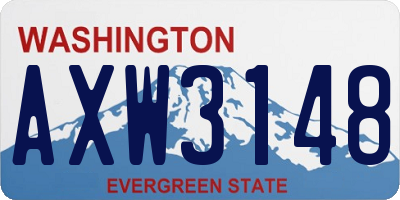 WA license plate AXW3148