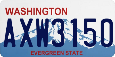 WA license plate AXW3150