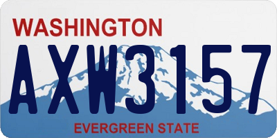 WA license plate AXW3157