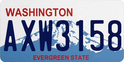 WA license plate AXW3158