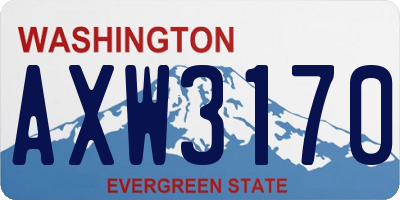 WA license plate AXW3170