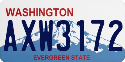 WA license plate AXW3172