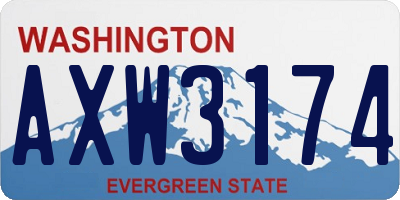 WA license plate AXW3174