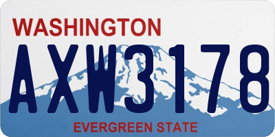 WA license plate AXW3178