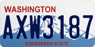WA license plate AXW3187