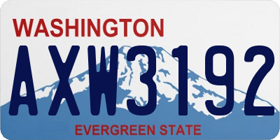WA license plate AXW3192