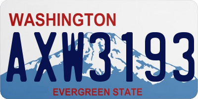 WA license plate AXW3193