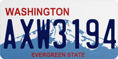 WA license plate AXW3194