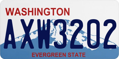 WA license plate AXW3202