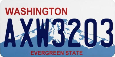 WA license plate AXW3203