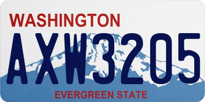 WA license plate AXW3205