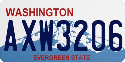 WA license plate AXW3206