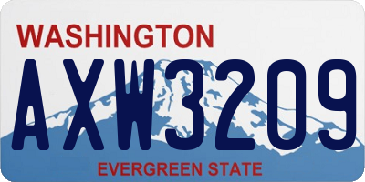 WA license plate AXW3209