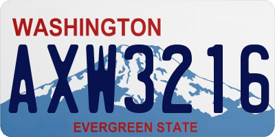 WA license plate AXW3216