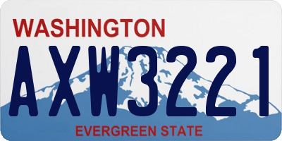 WA license plate AXW3221