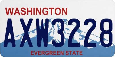 WA license plate AXW3228