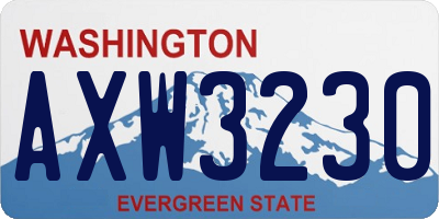 WA license plate AXW3230