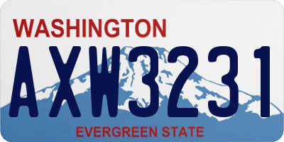 WA license plate AXW3231