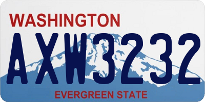 WA license plate AXW3232
