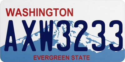 WA license plate AXW3233