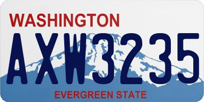 WA license plate AXW3235