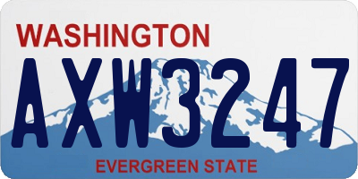 WA license plate AXW3247