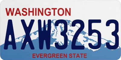WA license plate AXW3253