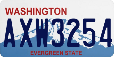 WA license plate AXW3254