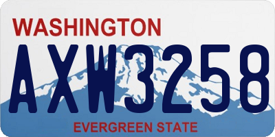 WA license plate AXW3258