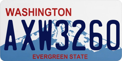WA license plate AXW3260