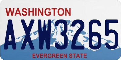 WA license plate AXW3265