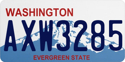 WA license plate AXW3285