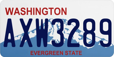 WA license plate AXW3289