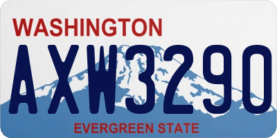 WA license plate AXW3290