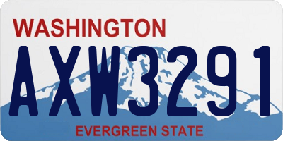 WA license plate AXW3291