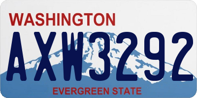 WA license plate AXW3292