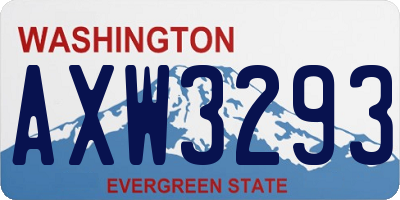 WA license plate AXW3293