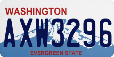 WA license plate AXW3296