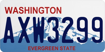WA license plate AXW3299