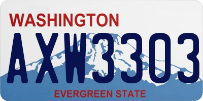 WA license plate AXW3303