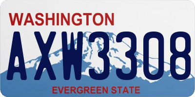 WA license plate AXW3308