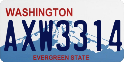 WA license plate AXW3314