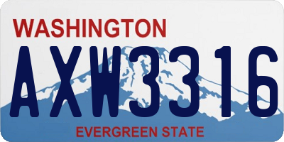 WA license plate AXW3316