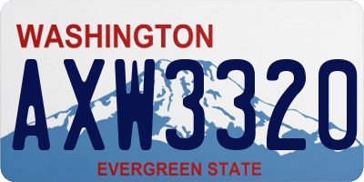 WA license plate AXW3320