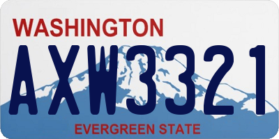 WA license plate AXW3321