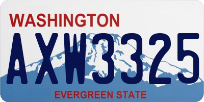 WA license plate AXW3325