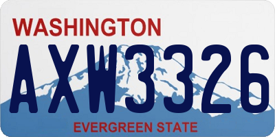 WA license plate AXW3326
