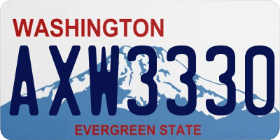 WA license plate AXW3330